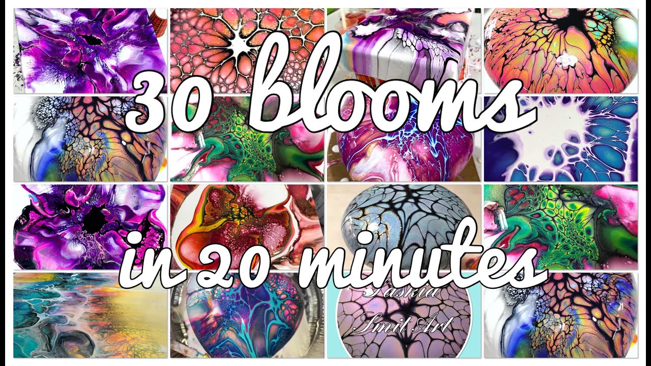 #180 Thirty BLOOM pours in 20 MINUTES COMPILATION video Acrylic Pouring satisfying