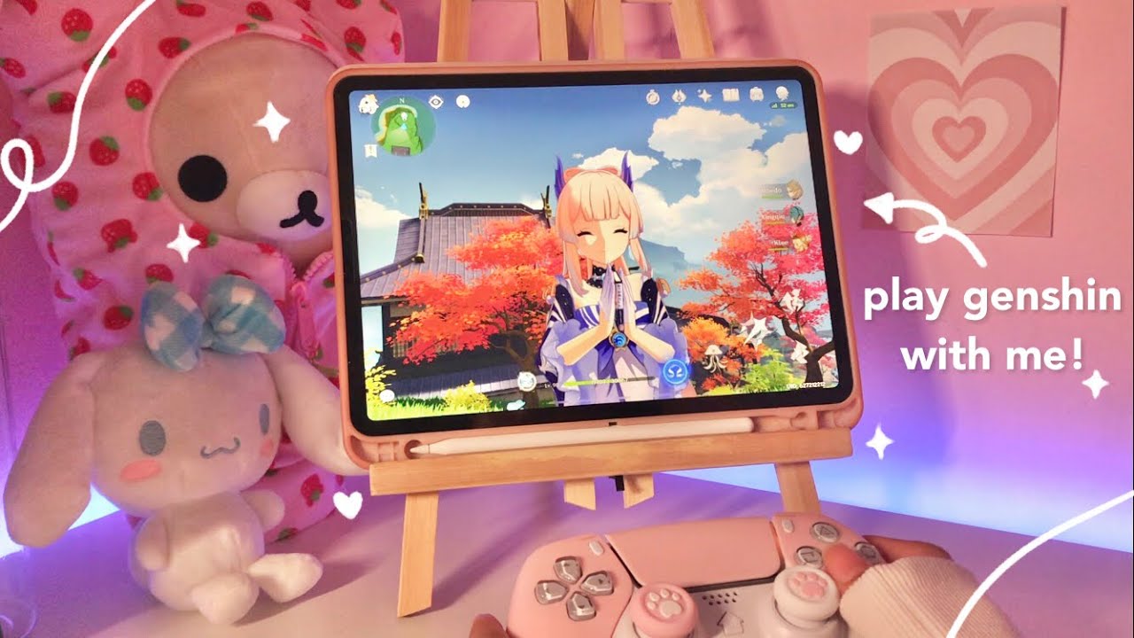 ☁️ playing genshin on a cozy night | 20 min of gameplay ambience (eng dub, ipad pro)