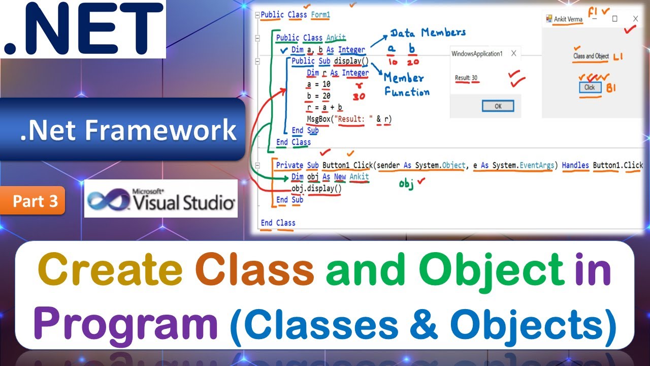 Create Class and Object in Program | Example | VB.Net | Classes and Objects | Part 3