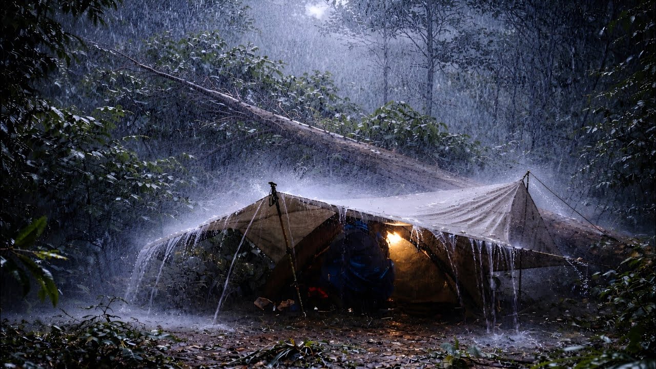 A VERY SCARY EXPERIENCE ‼️ ⛈️ SOLO CAMPING DURING VERY HEAVY RAIN (BAD WEATHER) 