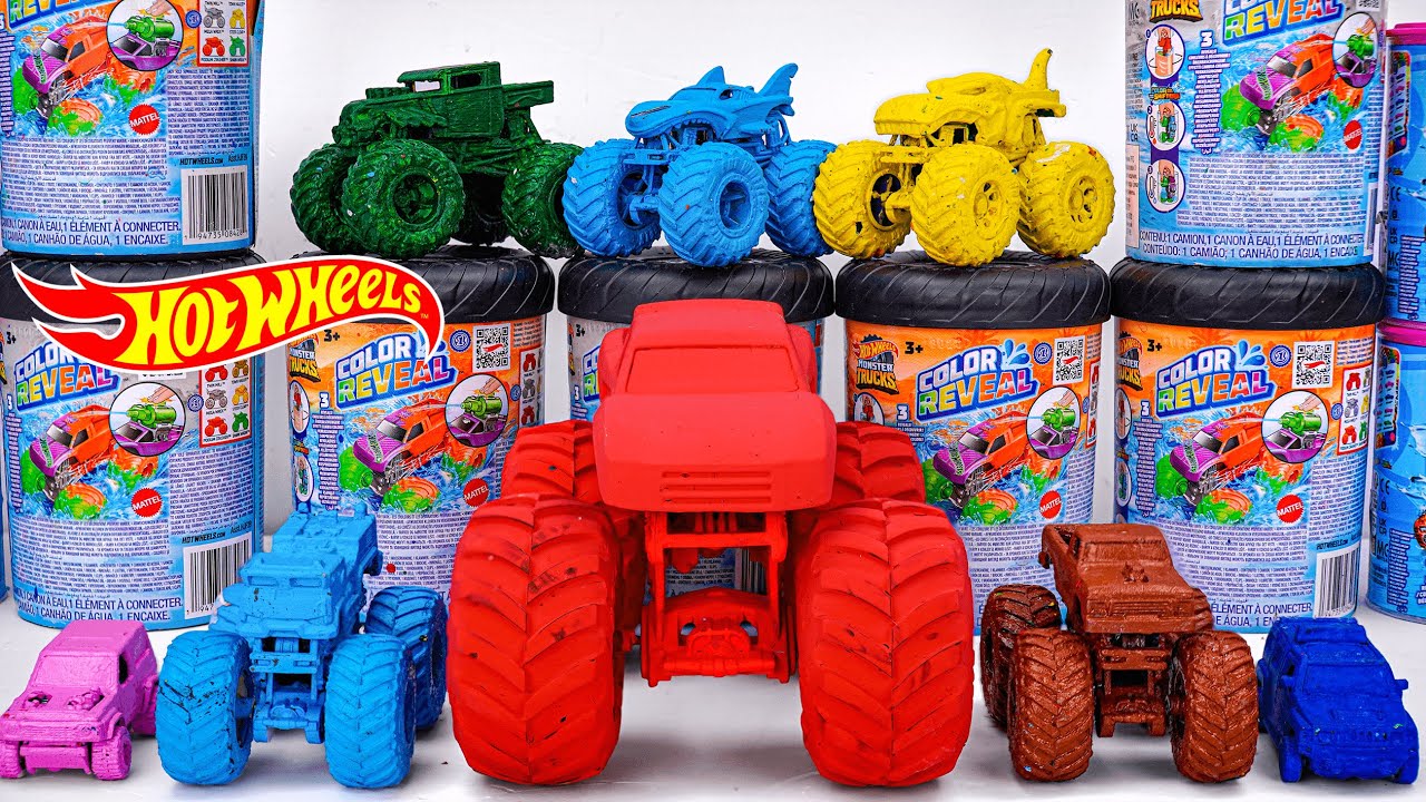 Hot Wheels Collection Unboxing Review ASMR 🤯 Hot Wheels Monster Trucks GIANT Color Reveal Mystery