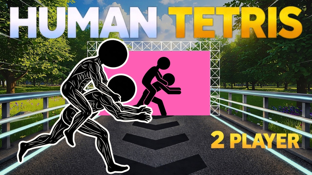 HUMAN TETRIS х 2 Player Co-op 🔥 | Interactive Warm Up Challenge | Full HD