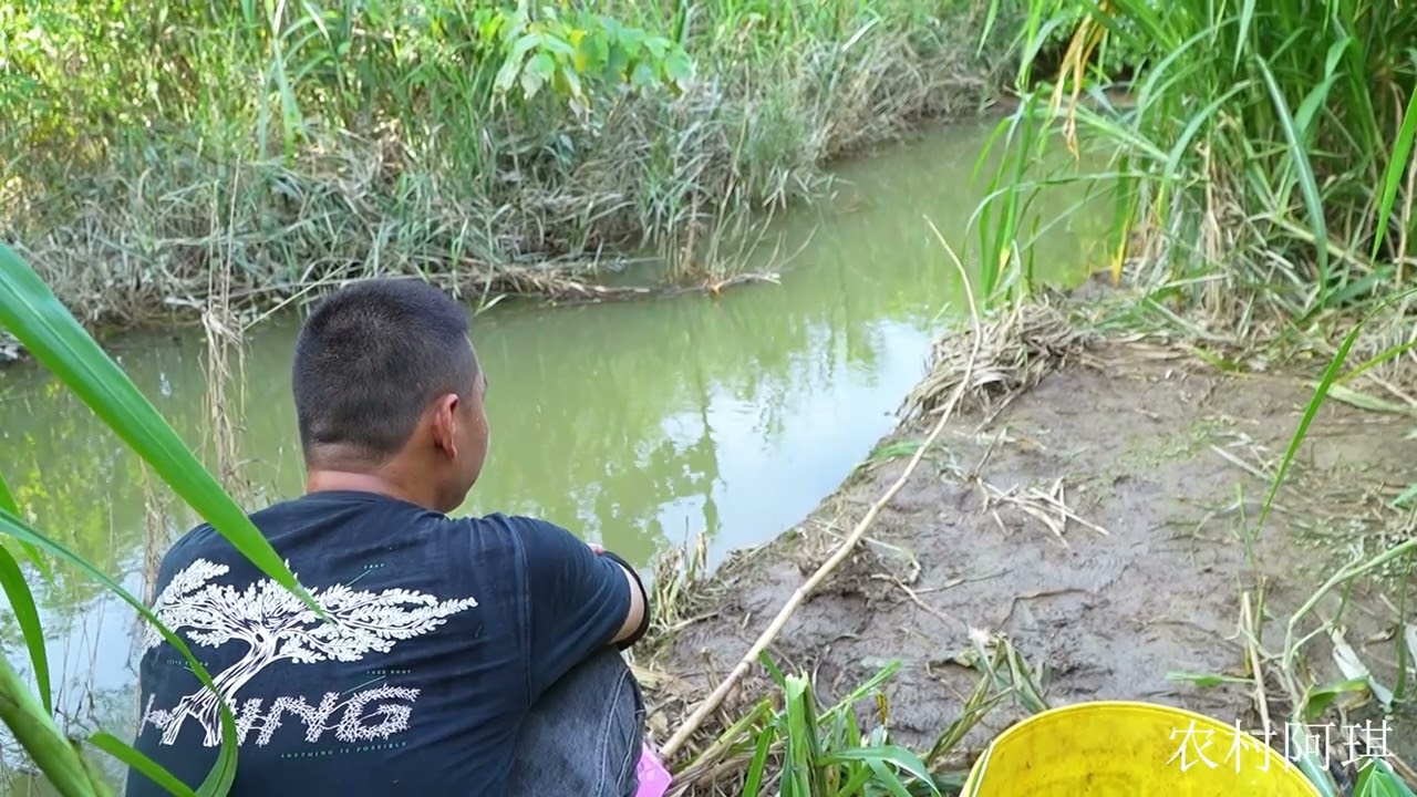 泄洪渠里真藏货，阿琪下竿就猛咬钩，连遭两次断线，看着真过瘾 泄洪渠里真藏货，阿琪下竿就猛咬钩