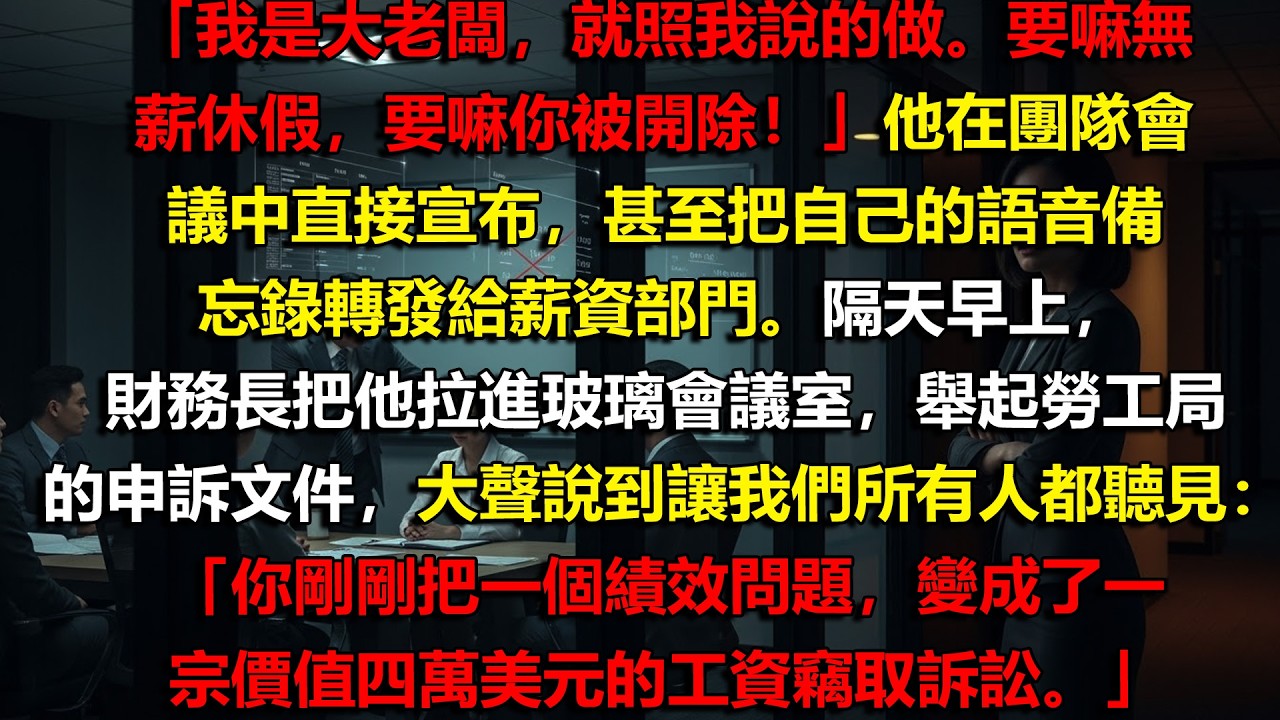 🔥 我偷偷錄下老闆的威脅一句話，竟引爆40萬美元勞工局官司！結局太瘋狂了 ⚡