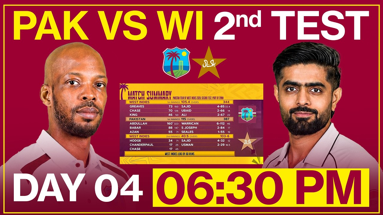 🏏 LIVE🔴 PAK vs WI 2nd Test - Day-3 - GREAT COMEBACK BY PAK  | Commentary & Analysis #pakvswi #test