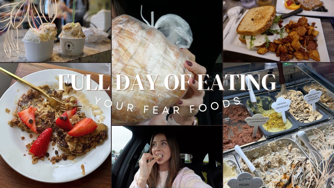 FULL DAY OF EATING YOUR FEAR FOODS! pasta, bread, ice cream, and a surprise health update!