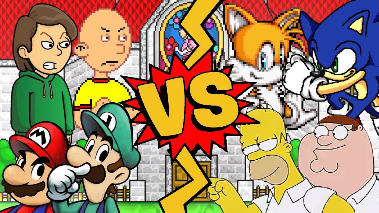 M.U.G.E.N Battles | Mario/Luigi/Boris Anderson/Caillou vs Sonic/Tails/Homer Simpson/Peter Griffin