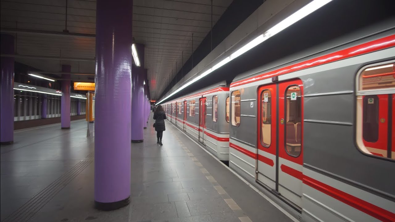 Czech Republic, Prague, metro night ride from Zličín to Lužiny