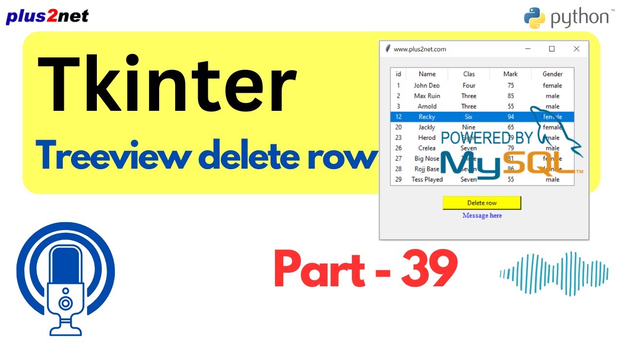 Delete user selected Record in MySQL with Tkinter Treeview |  #Python #Tkinter #PythonGUI