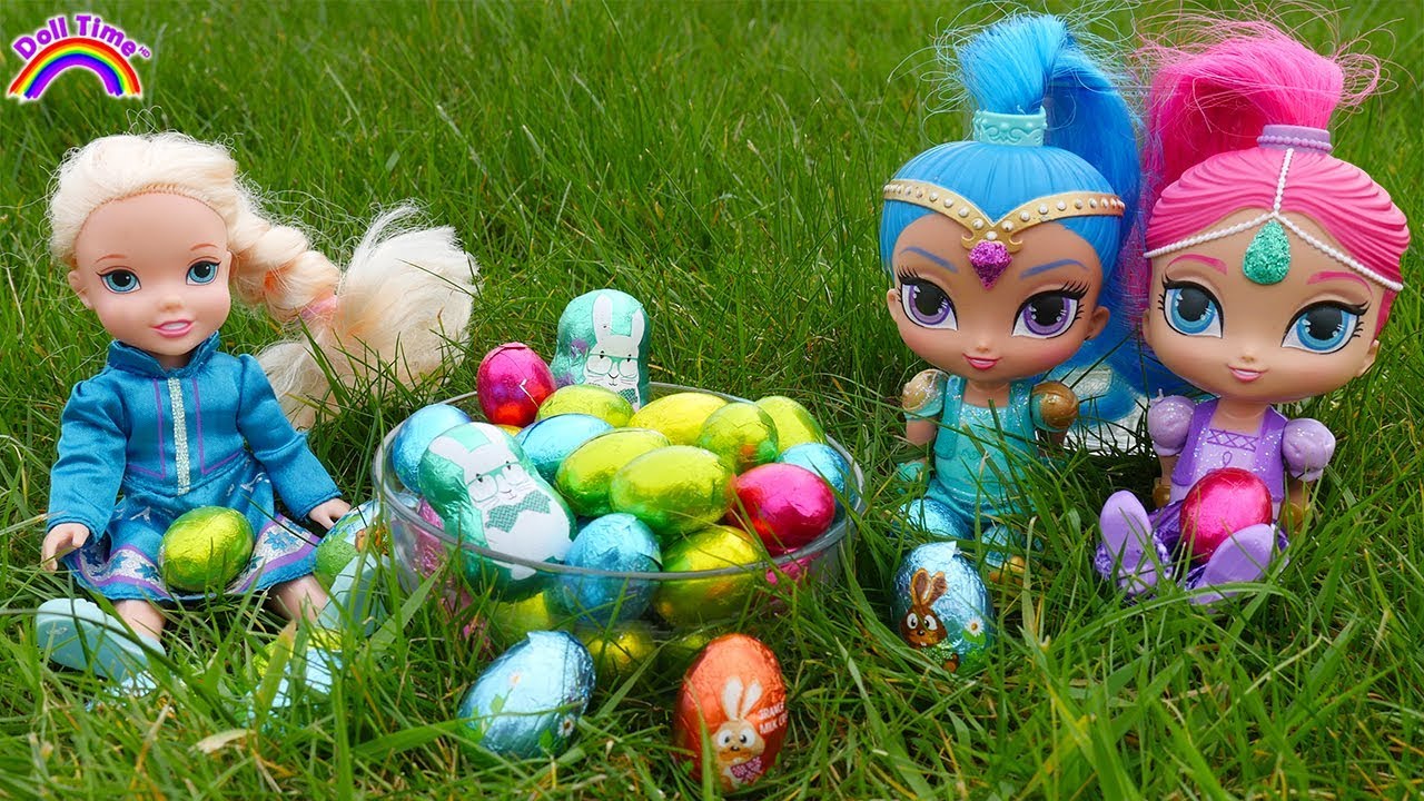 Easter Egg Hunt Elsa and Anna Toddlers w/ Shimmer and Shine!