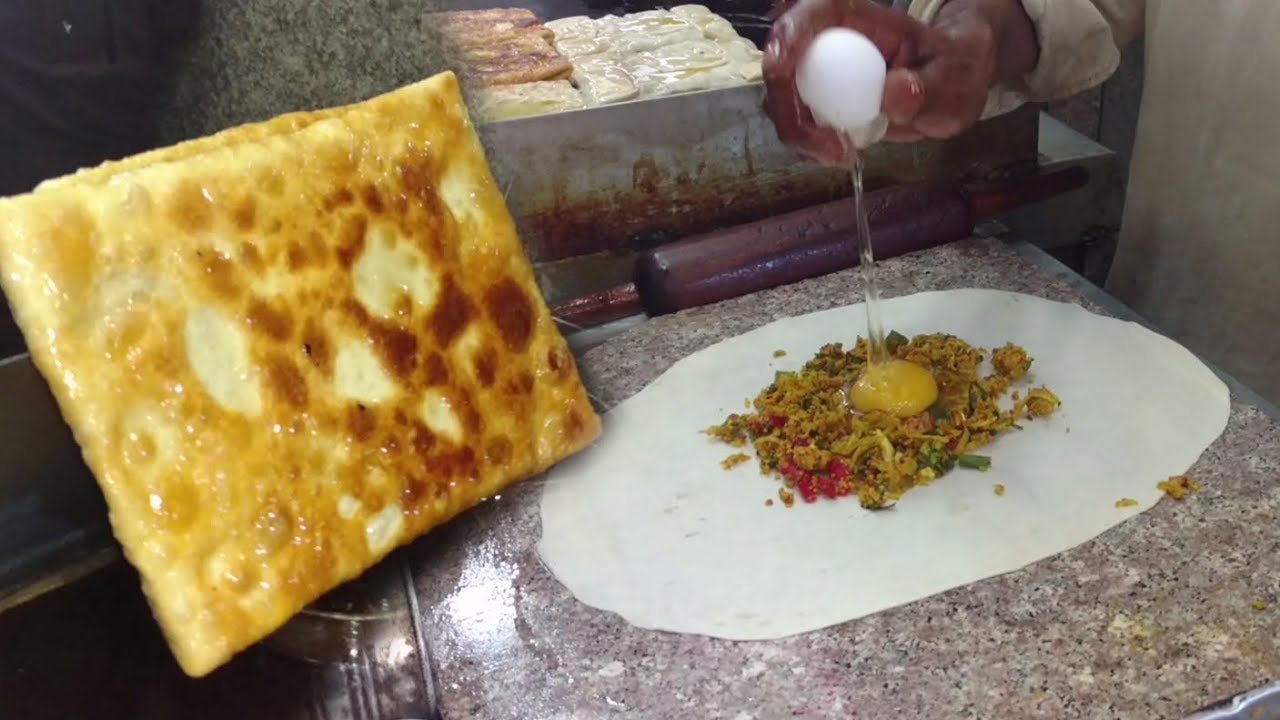 Arbi Paratha - Murtabak Paratha Street Food of Karachi Pakistan