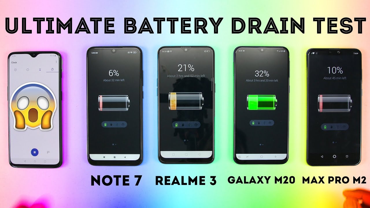 Redmi Note 7 vs Realme 3 vs Samsung Galaxy M20 vs Asus Zenfone Max Pro M2 | BATTERY DRAIN TEST🔥🔥