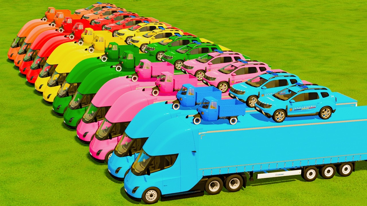 POLITIA Cars vs MINI Auto vs TESLA SEMI Truck In Fs22 | Farming Simulator 22