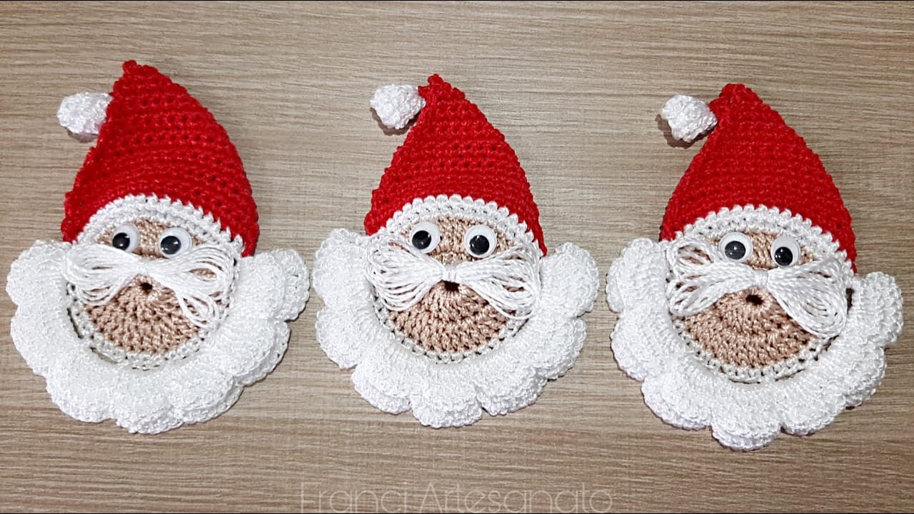 PAPAI NOEL DE CROCHÊ | ÍMÃ DE GELADEIRA E DECORAÇÃO - FRANCI ARTESANATO