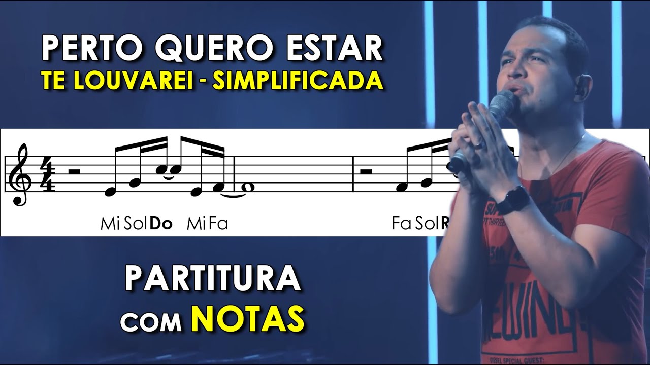 Te Louvarei | Partitura com Notas para Flauta Doce, Violino + Playback no Piano