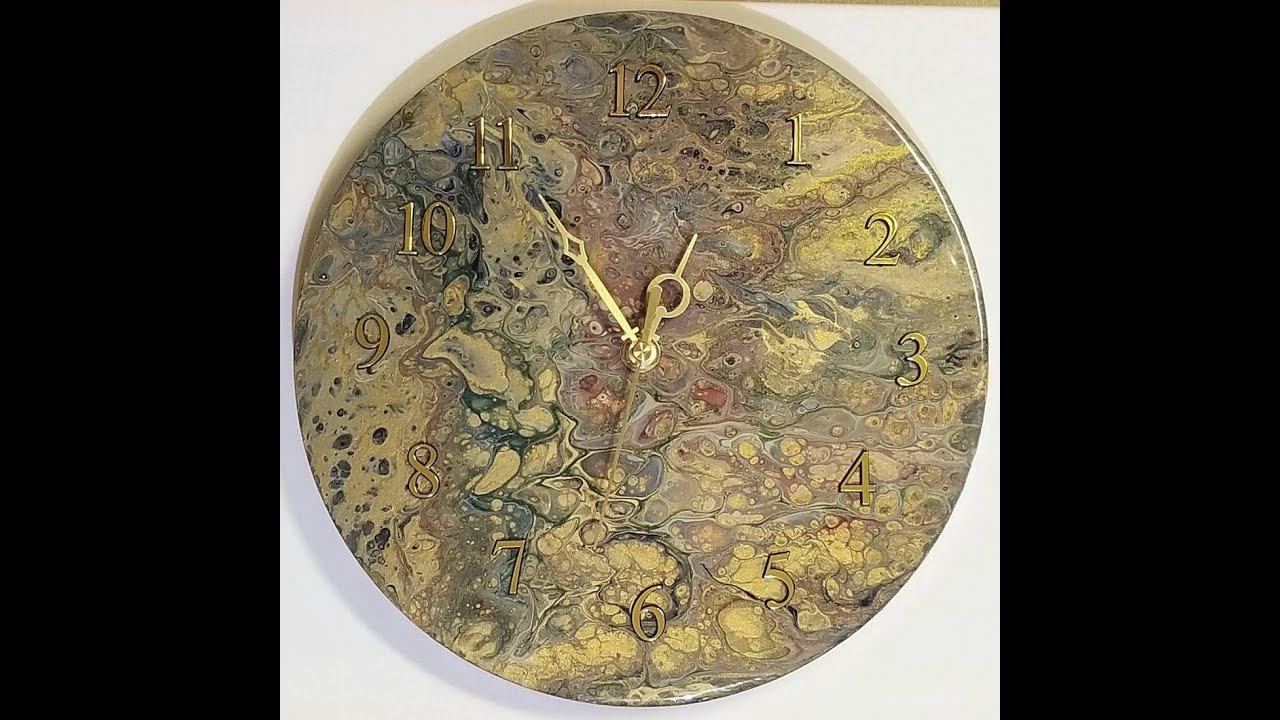 (138) Acrylic Dirty Pour Metallics Wood Clock Mixed Brands w/ Owatrol with Sandra Lett 072118