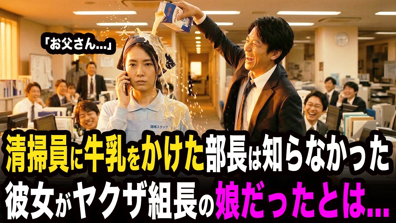 清掃員に牛乳をかけた部長は知らなかった。彼女の父がヤクザの組長だったとは...