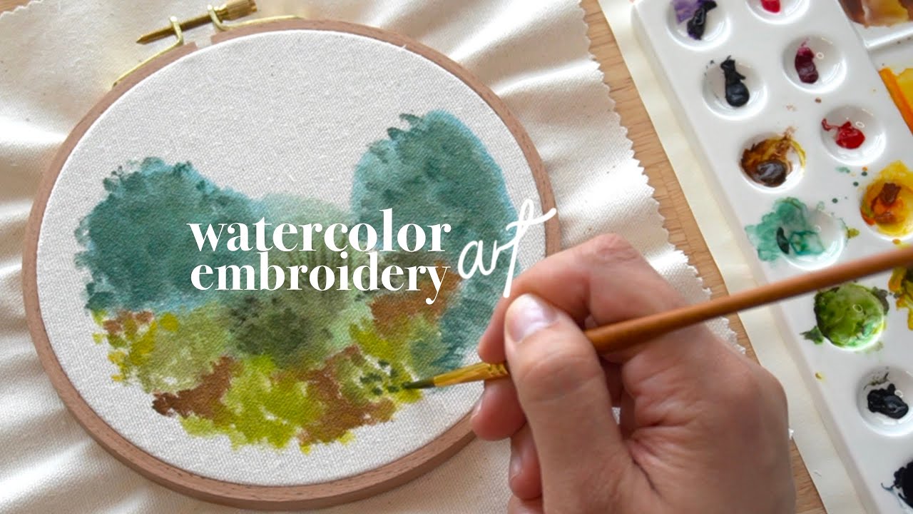 Watercolor embroidery? Make beautiful mixed media art 🌸