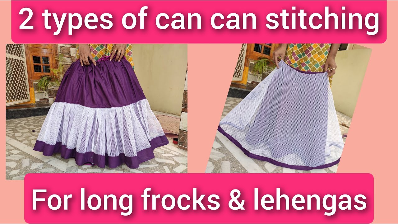 Can can skirt cutting and stitching//How to attach can can// 2 types of  can can for lehenga&frock