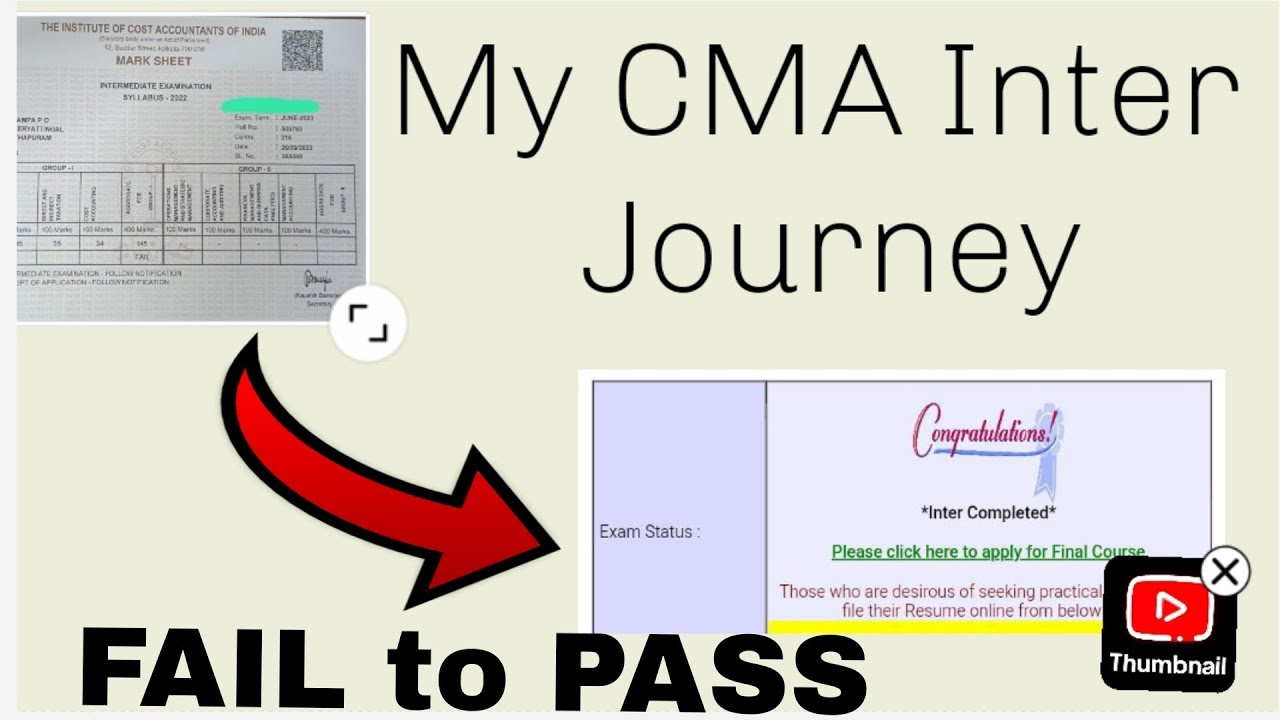 My CMA INTER Journey /fail to pass
