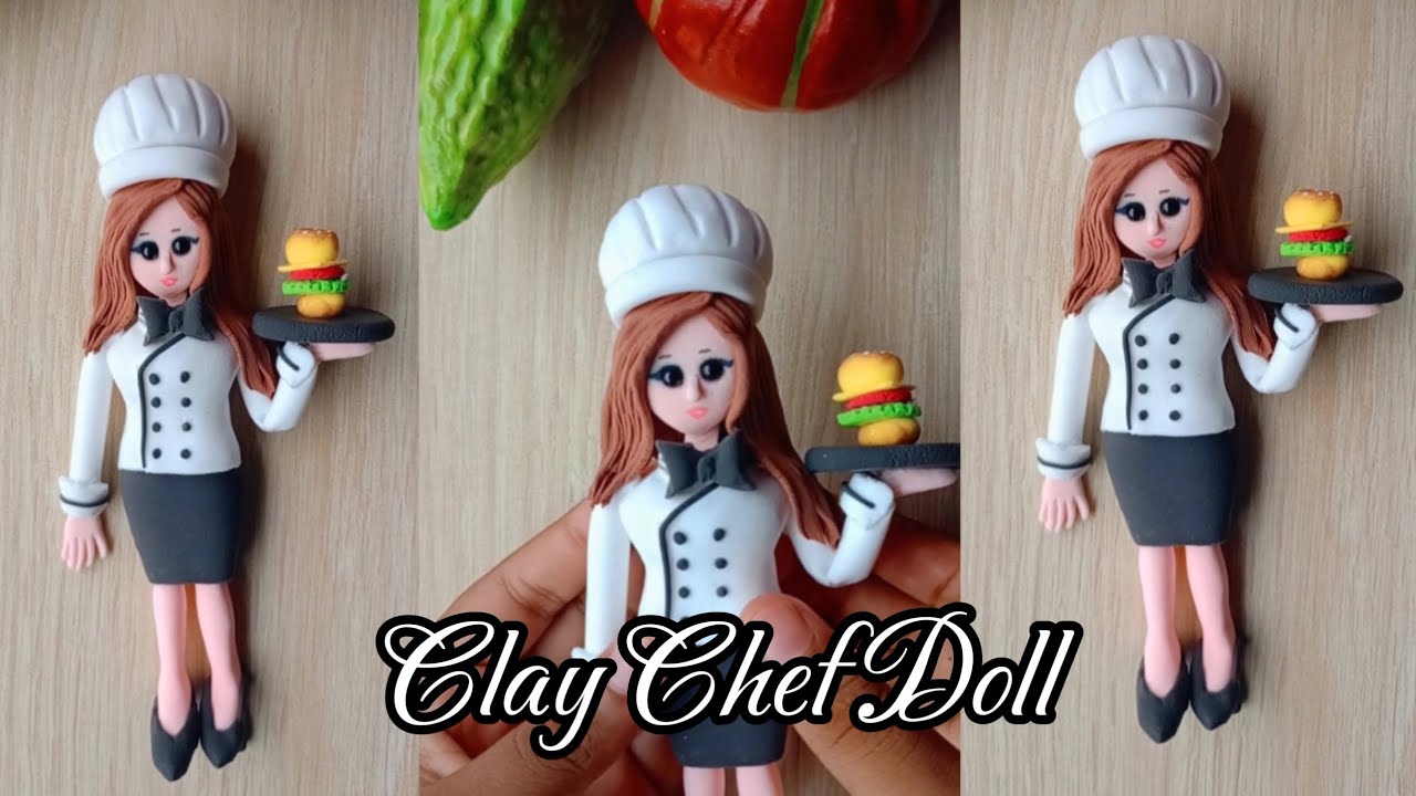 👩‍🍳👩‍🍳Making Cute Chef Doll By Air Dry Clay| Step By Step|Clay Crafts video|Clay video|Crafts Video