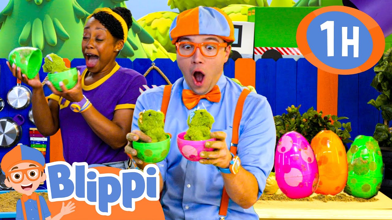 Blippi's Digs for DINOSAUR EGGS | Blippi Painting for Kids  | Moonbug Kids - Art for Kids 🖌️