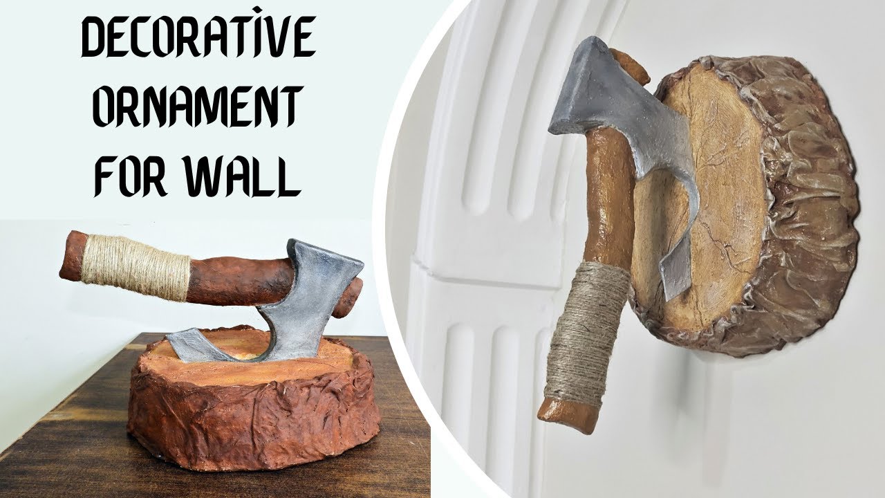 Making a Decorative Model Ax. It can be mounted on the wall..Cement craft ideas