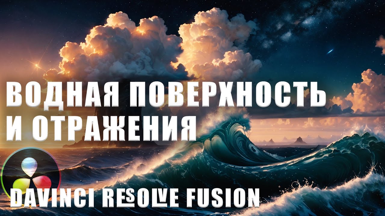 056 Как создать водную поверхность и отражения в Davinci Resolve Fusion