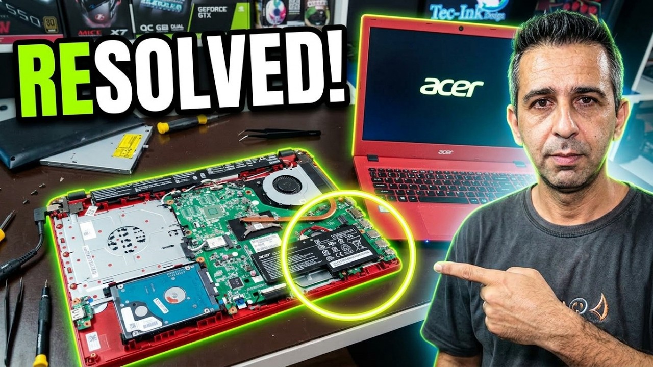 Notebook Acer E5 Não Liga | Led Da Bateria Fica Piscando E O Note Dando Uns Estalos | RESOLVIDO