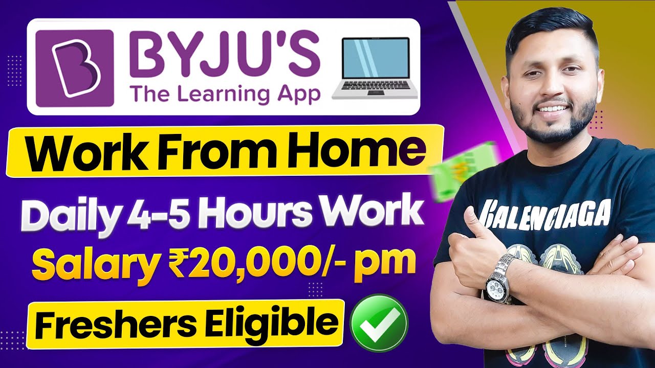 Byjus Work From Home Job 2024 | Part Time Job | Online Jobs At Home | Fresher Jobs | Latest Jobs