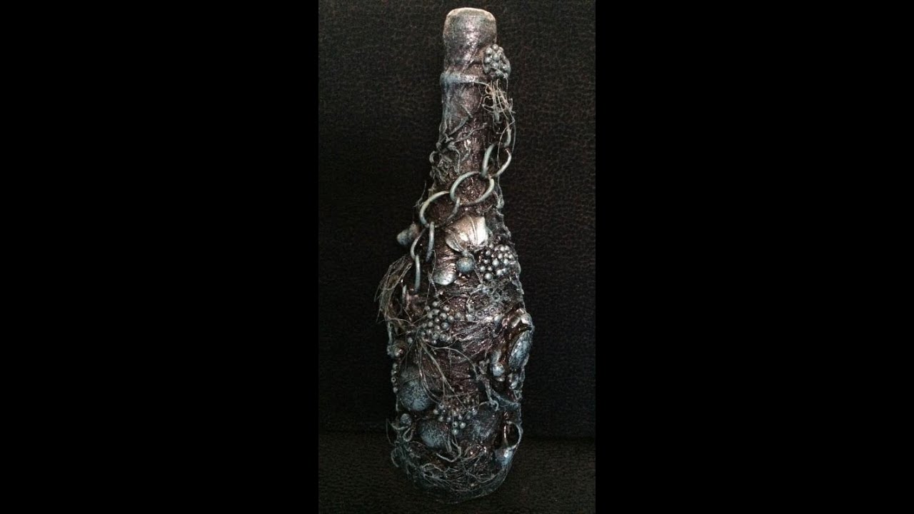 Декорирование морской бутылки. DIY. Marine bottle decoration.