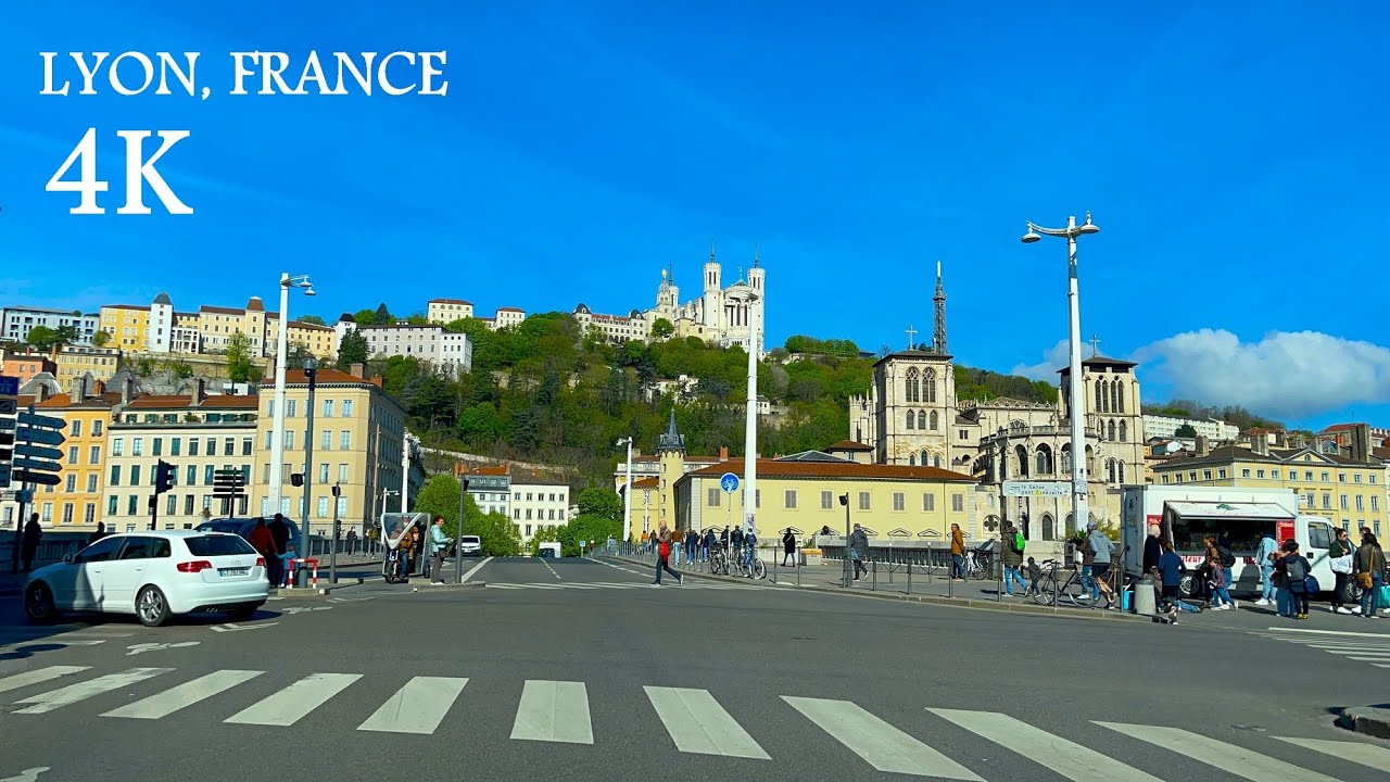 Driving in Lyon, France - 4K UHD - Driving Downtown - Driving Tour