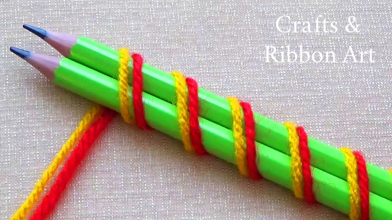 Super Easy Woolen Craft Ideas with Pencil - Hand Embroidery Amazing Trick - DIY Woolen Flowers