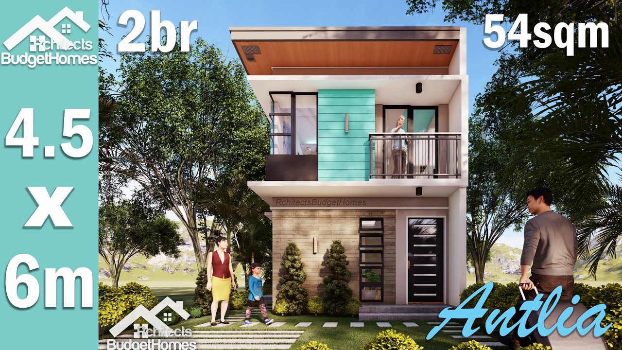 ANTLIA | TWO STOREY SMALL HOUSE DESIGN | 54SQM 2BEDROOM HOUSE WITH BALCONY