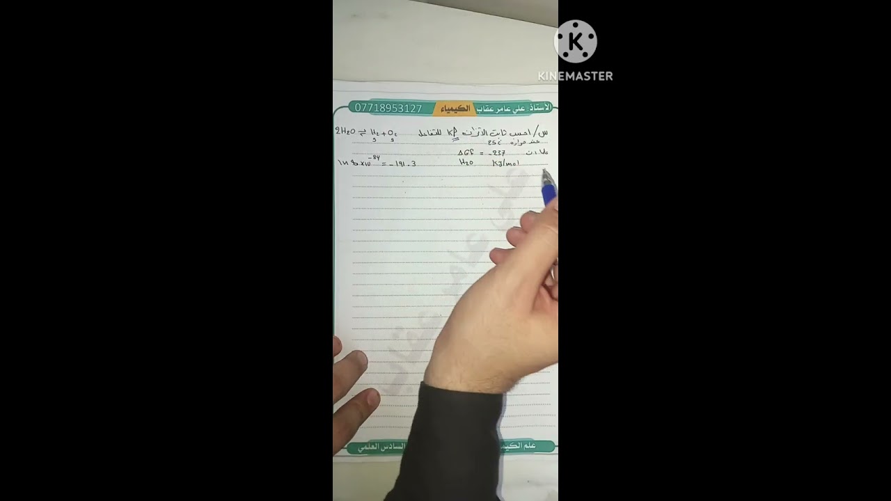 علاقه الربط بين الطاقه الحره وثابت الاتزان 
