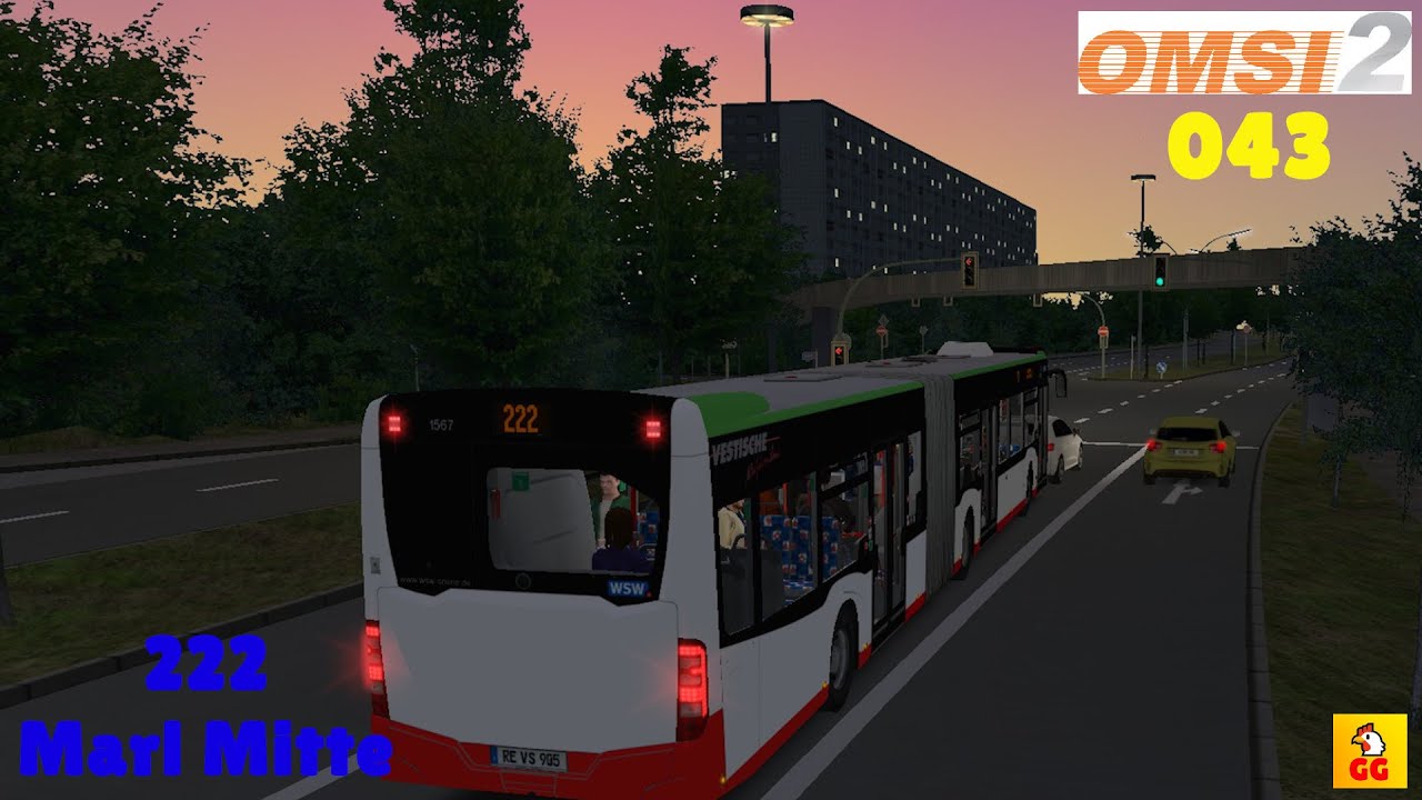Bei SONNENUNTERGANG durch MARL | Linie 222 nach Marl-Mitte - Omsi 2 #43