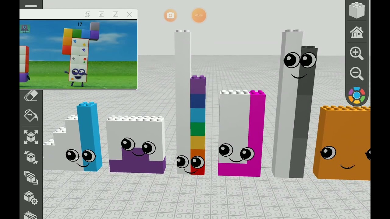 Номера блоков от 1 до 50 в игре Draw Bricks.