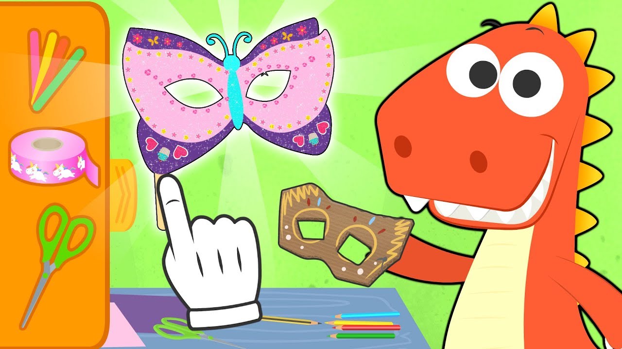Aprende con Eddie a hacer una máscara de carnaval 🎭Eddie el dinosaurio hace una máscara de mariposa
