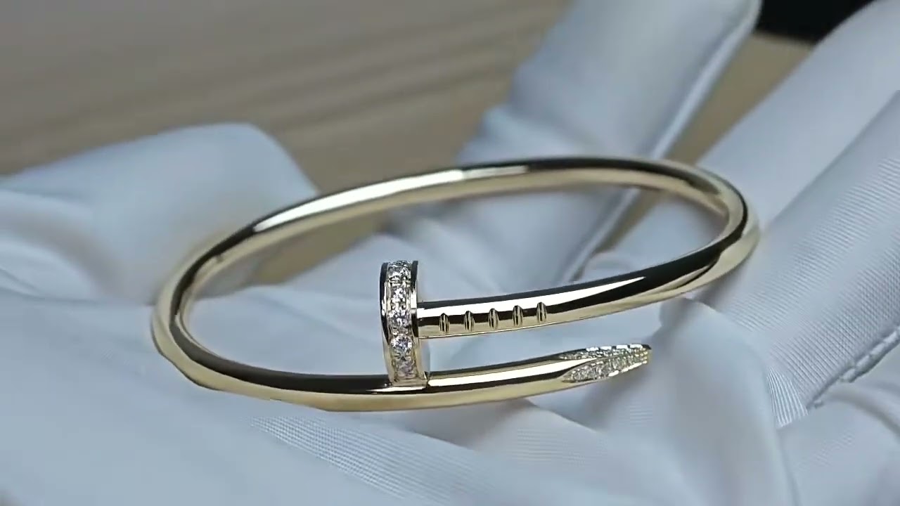 Custom Made Cartier Juste Un Clou Nail Bracelet 18K Real Gold With Diamonds 