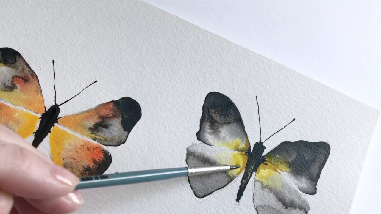 🦋 Relaxing Moth Butterfly Watercolor & Ink Painting & Music 🕊 7-minute How To Art Therapy