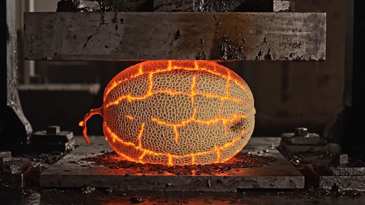 1000°C Glowing Lava Fruit vs Hydraulic Press! ⚡ Zero Gap Destruction ASMR