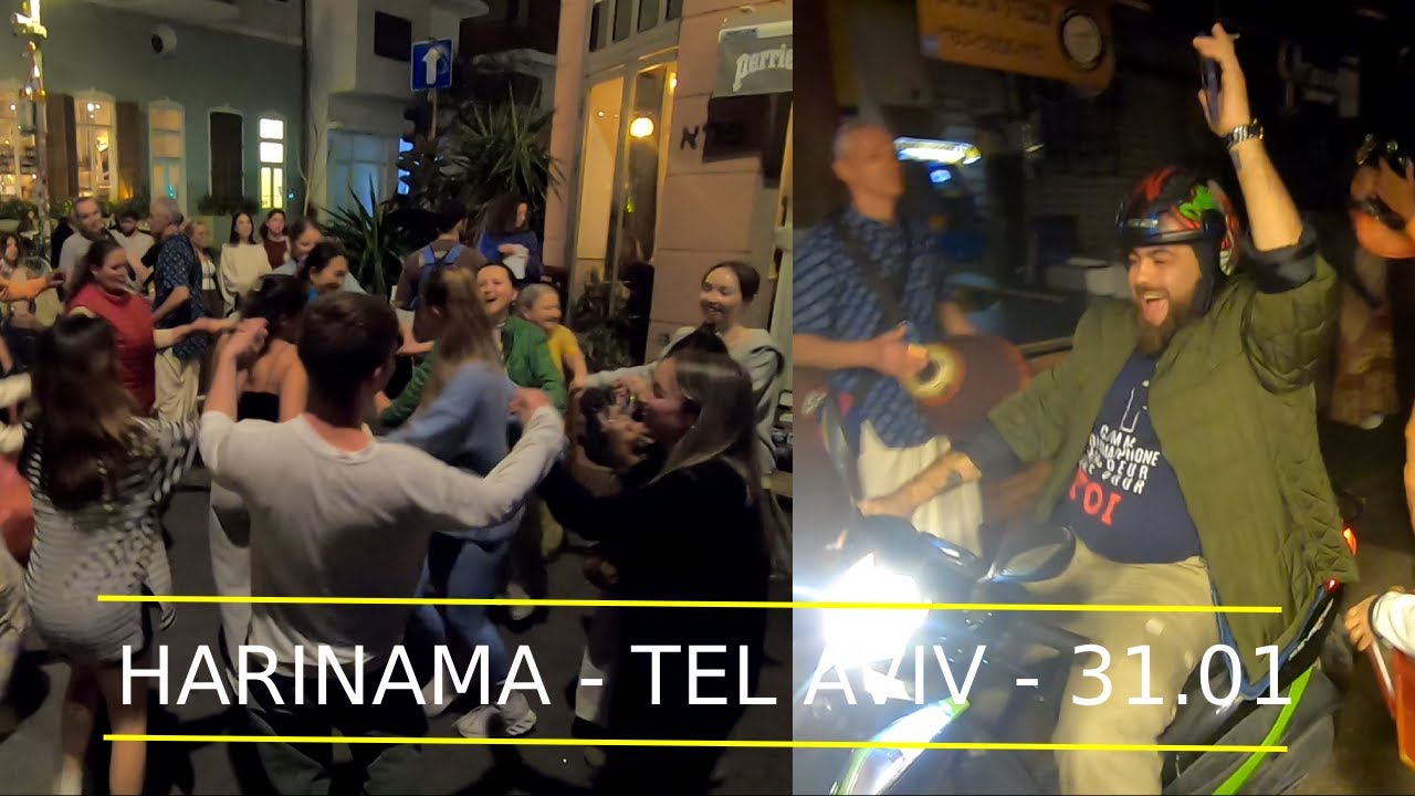 31.01.26 Tel Aviv, Hare Krishna harinama (Restaurants and Caffe places in City,  Park HaMesila)