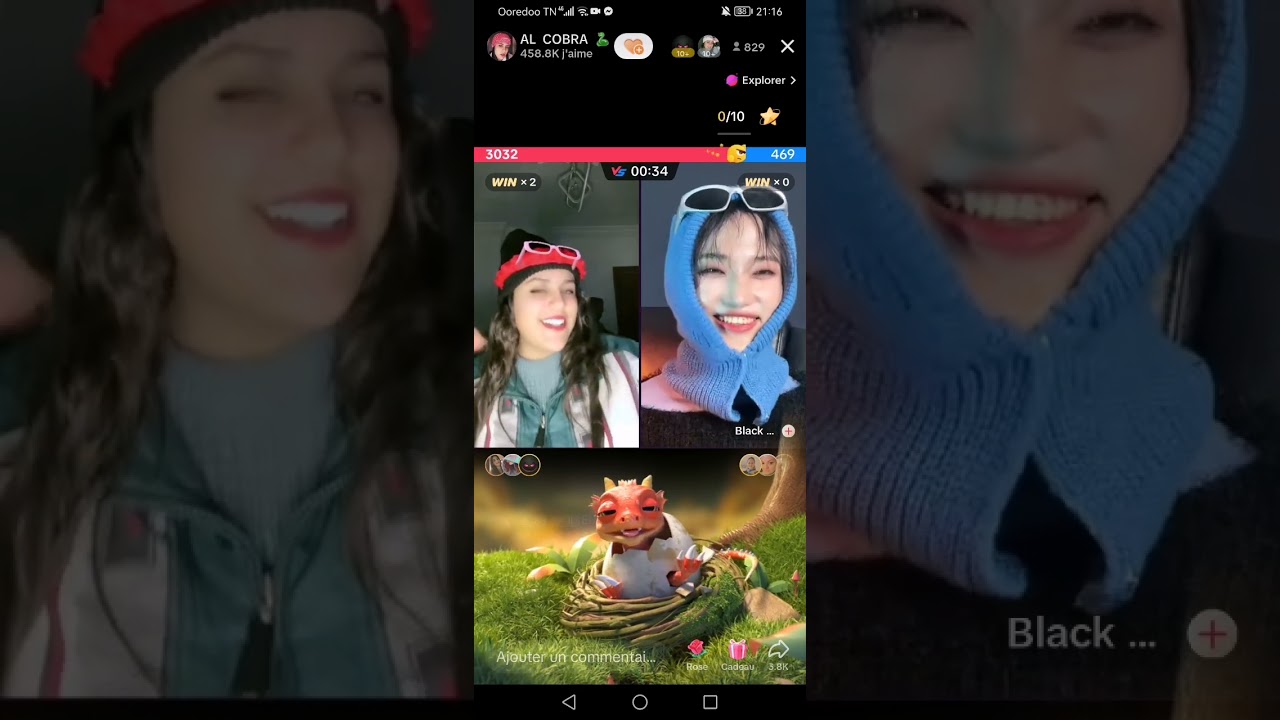 لايف كوبرا  لبارحة برفقة بلكوكة و منجى ❤️ كوبرا تضع لبلاك أغانى عربية و تعلمه الرقص 🙂🤣🤣