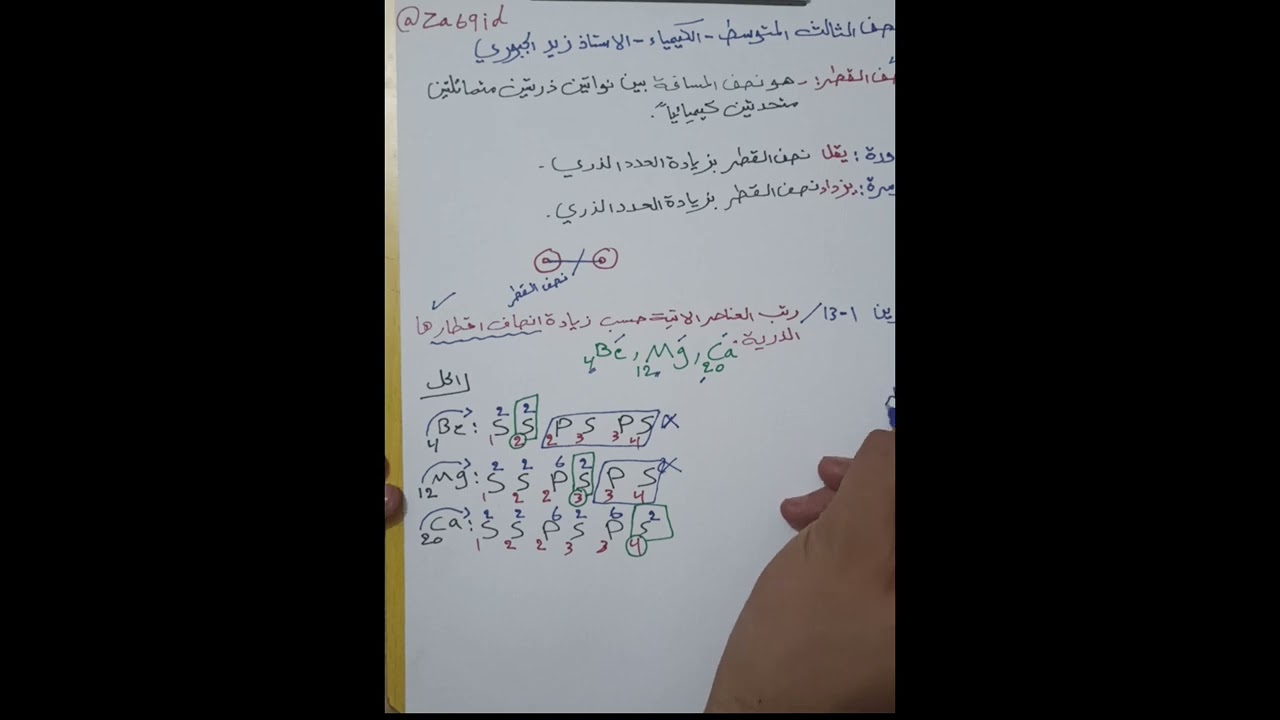نصف القطر وكيفية الإجابة عليه في الوزاري كيمياء الثالث متوسط