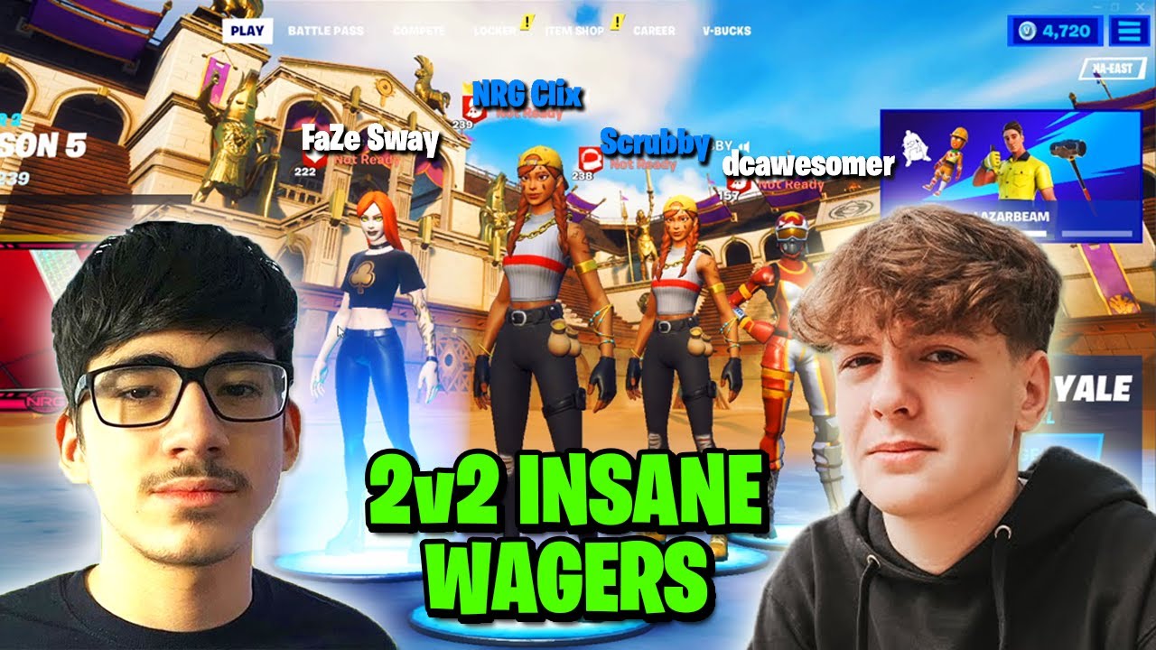 FaZe Sway & DCawesomer Full tryhard after being challenged by Clix & Scrubby 2v2 wagers!