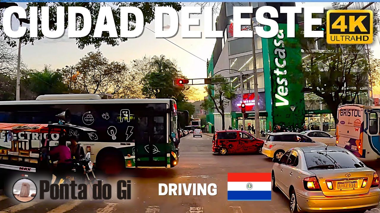 PARAGUAY #driving TOUR 4k CALLES  menos conocidas fuera del centro de CIUDAD DEL ESTE al anochecer 