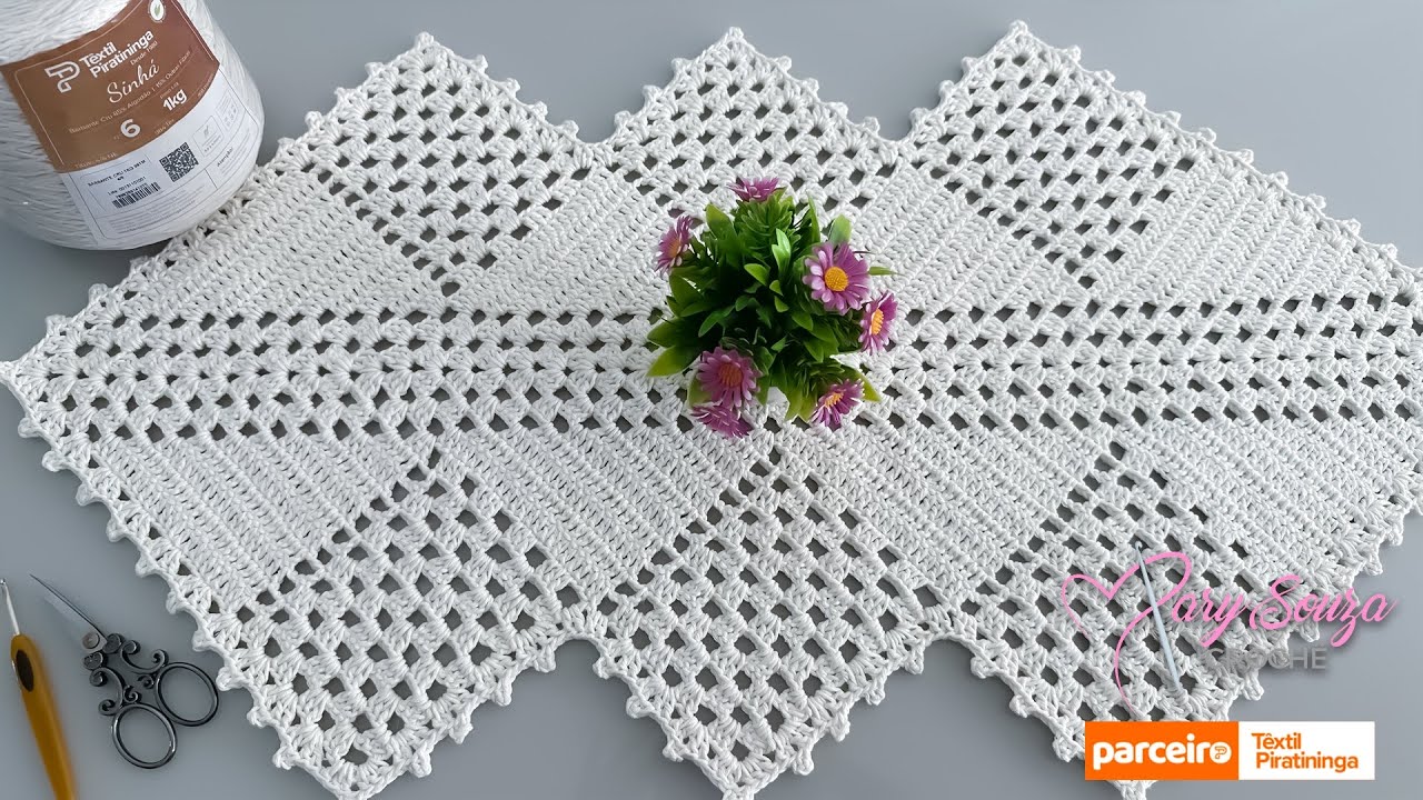 SUPER FÁCIL! Trilho de mesa de crochê passo a passo grátis!