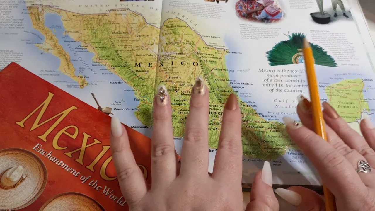 ASMR ~ Mexico History & Geography ~ Soft Spoken Map Tracing Page Turning