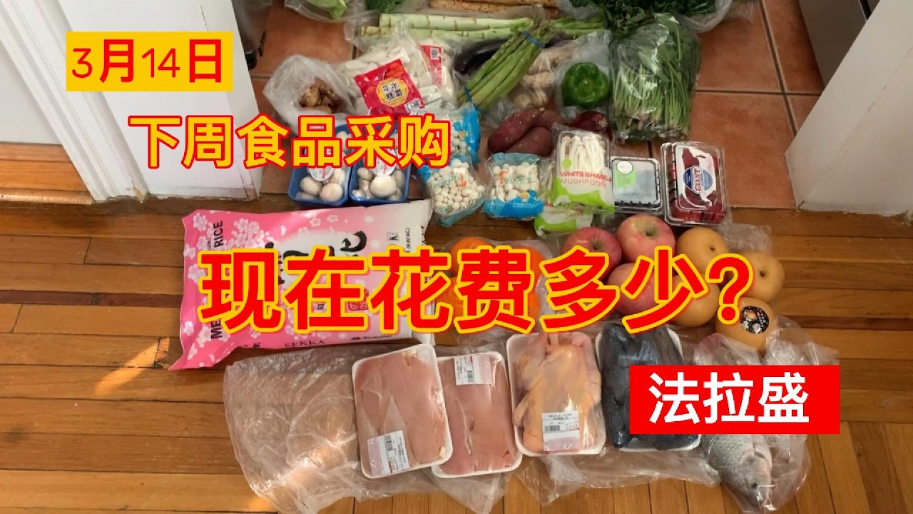 周六 法拉盛超市  一周食品采购，现在花费多少？ New York, Flushing, Supermarket