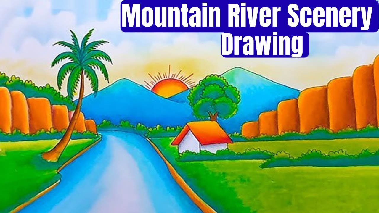 Mountain River Scenery Drawing With Pencil Easy Pencil Sketch & Drawing  Tutorial|Tanis Artworks|